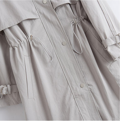 Hooded straight women's trench coat - ROUTINE FASHION